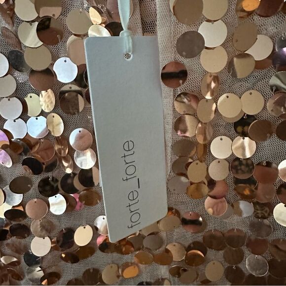 Forte Forte Macro paillettes top rose sequined blouse designer Italy Sz 1 S New - Picture 10 of 12